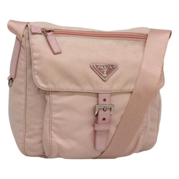 PRADA Shoulder Bag Nylon Pink Silver Auth - Picture 1 of 16
